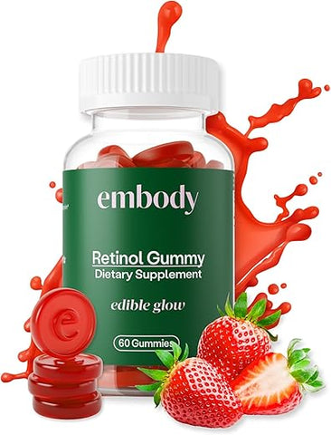 Gomas de Pele 60 Multivitaminas Retinol Gummy | Suplemento de Vitamina A para Anti-Envelhecimento, Brilho, Juventude - Embody
