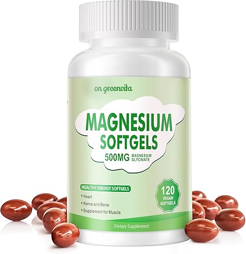 on greenvita - Magnésio Glycinate 500mg – Cápsulas Softgels de Fácil Absorção para um Sono Reparador – Alta Bioacessibilidade
