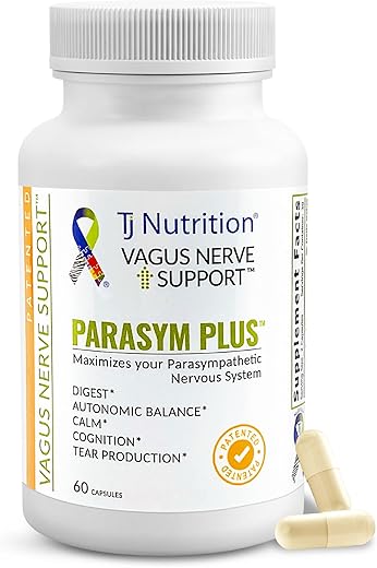 TJ Nutrition - Parasym Plus – Suporte ao Nervo Vago, Suplemento Nutricional Digestivo Patenteado, Estimulante de Energia para Homens e Mulheres, Suplemento para Memória Cerebral, Suporte Suave ao Sistema Imunológico, 60 cápsulas