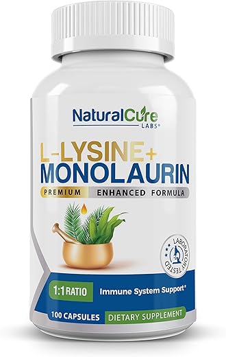 Natural Cure Labs - L-Lisina Monolaurina 600mg 1:1, 100 Cápsulas  em Primeiro Lugar