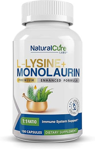 Natural Cure Labs - L-Lisina Monolaurina 600mg 1:1, 100 Cápsulas  em Primeiro Lugar