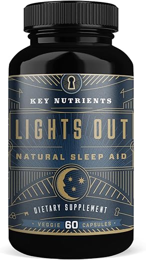 KEY NUTRIENTS - Lights Out: Aid Sleep Natural – 60 Sleeping Pills with Melatonin, Valerian Root and Chamomile – Non-Habit Forming