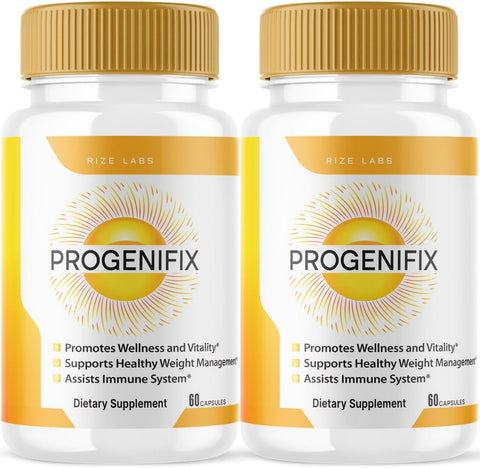 rize labs - (2 Pacotes) Progenifix – Suplemento para Perda de Peso, Cápsulas para Bem-Estar Total, Estilo de Vida Saudável para uma Vida Mais Feliz, Avaliações Progenifix (120 Cápsulas)