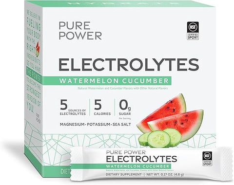 Pure Power Electrolytes – Sabor Melancia Pepino, 145,6g, 30 Porções, 5 Calorias e 0g Açúcar por Porção - Dr. Mercola