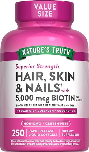 Nature's Truth - Nature’s Truth Hair, Skin – Fórmula Natural para Cabelo e Pele – 100% Eficaz – 60 Cápsulas
