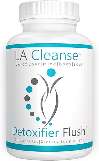 LA Cleanse - Detoxificador Flush Suplemento Detox – 100 Cápsulas – 137,5 mg Raiz de Hydrastis canadensis com Pó de Raiz de Arctium lappa, Raiz de Rumex crispus