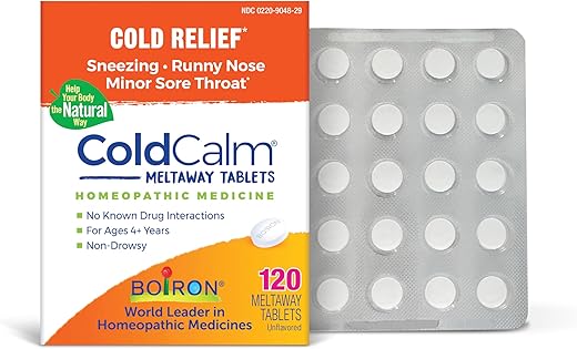 ColdCalm – Comprimidos para Sintomas de Resfriado: Espirros, Coriza e Dor de Garganta – 120 Unidades - Boiron