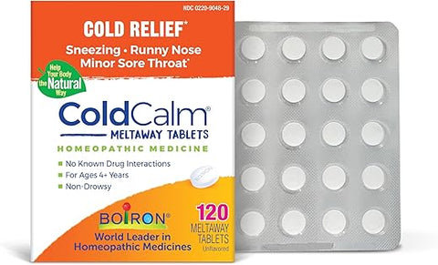 ColdCalm – Comprimidos para Sintomas de Resfriado: Espirros, Coriza e Dor de Garganta – 120 Unidades - Boiron