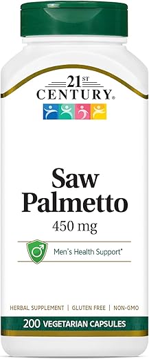 Extrato Padronizado de Ervas em Cápsulas, Extrato de Saw Palmetto, 200 Unidades (Pacote com 3) - 21st Century