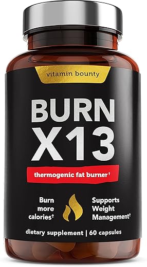 Burn X13 – Queimador de Gordura Termogênico para Homens e Mulheres, Aquecimento Termogênico, Suporte ao Crescimento Muscular, Bombas, Vascularidade e Níveis de Energia – Marca Vitamin Bounty - Vitamin Bounty
