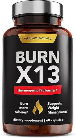 Burn X13 – Queimador de Gordura Termogênico para Homens e Mulheres, Aquecimento Termogênico, Suporte ao Crescimento Muscular, Bombas, Vascularidade e Níveis de Energia – Marca Vitamin Bounty - Vitamin Bounty