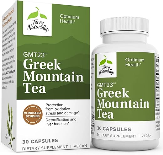 GMT23 Chá das Montanhas Gregas – 30 Cápsulas – Suporte à Saúde Ótima – Não-OGM, Vegano – 30 Porções - Terry Naturally