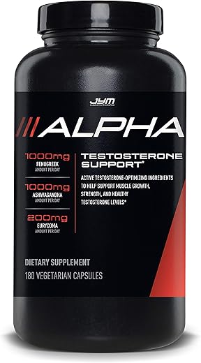 JYM Supplement Science - Alpha JYM Suporte de Testosterona | Vitalidade Masculina, Otimização Hormonal, Ashwagandha, Fenugreek, Eurycoma, Damiana, Quercetina, DIM | JYM Supplemental Science | 180 Cápsulas Vegetarianas