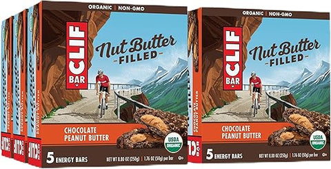 Clif Filled - Clif Nut Butter Filled – Barras de Lanche em Massa – Chocolate Peanut Butter (6 Pacotes, 30 Barras de Lanche no Total)