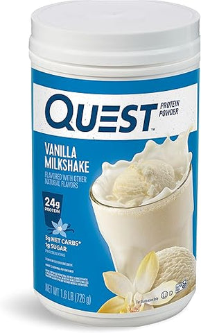 Proteína em Pó Sabor Milkshake de Baunilha, 24g de Proteína, 1g de Açúcar, Baixo Carboidrato, Sem Glúten, 725g, 23 porções - Quest Nutrition