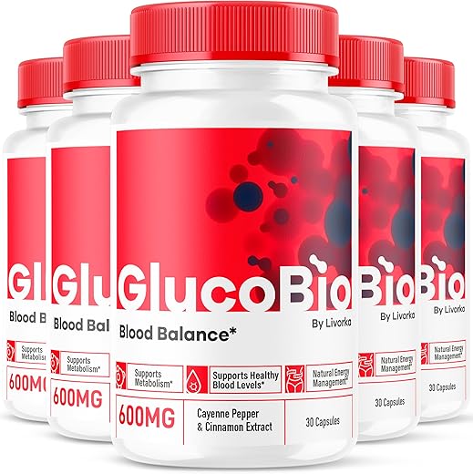 LIVORKA - (5 Pacotes) Cápsulas GlucoBio, Suporte Sanguíneo GlucoBio, Equilíbrio Sanguíneo GlucoBio, Fórmula Avançada GlucoBio, Suplemento de Suporte Sanguíneo GlucoBio, Pastillas GlucoBio, Glicogênio – Comprimidos de Suplemento