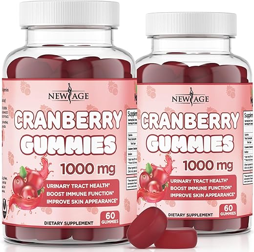 Cranberry Gummies NEW AGE 1000mg – Suporte para Trato Urinário – Vegetariano (120 Gummies)