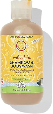 Shampoo e Sabonete Líquido California Baby Calendula – Testado contra alergias, para pele seca e sensível, 100% à base de plantas – Certificado pelo USDA, 251 mL / 8.5 fl. oz