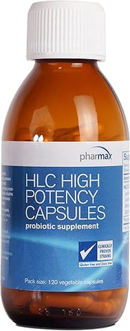 HLC Cápsulas de Alta Potência | Probióticos para Promover a Saúde Gastrointestinal em Adultos e Crianças | 120 Cápsulas - Pharmax