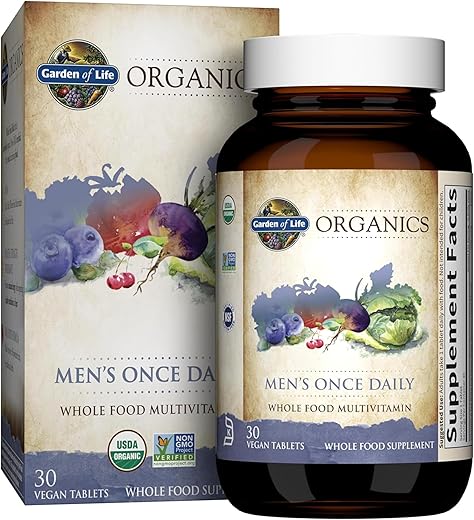 Organics Multivitamínico para Homens – Vitaminas Diárias de Alimentos Integrais em Comprimidos Veganos, 30 Unidades - Garden of Life