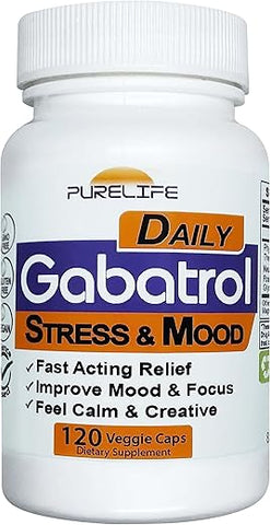 PureLife Supplements - Gabatrol Daily – Suplemento de GABA à base de plantas. Amigo dos vegetarianos e veganos (120 cápsulas vegetais)