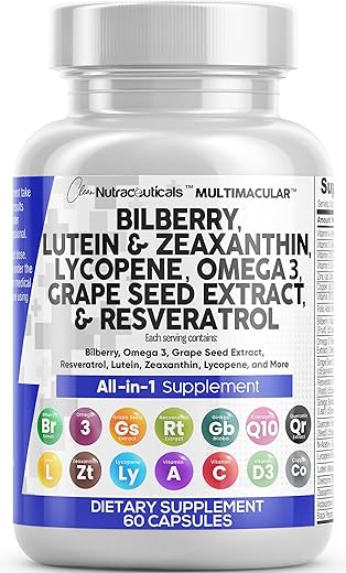 Clean Nutraceuticals - Vitaminas para a saúde ocular com Mirtilo 6000mg Luteína – Marca: Eye Health