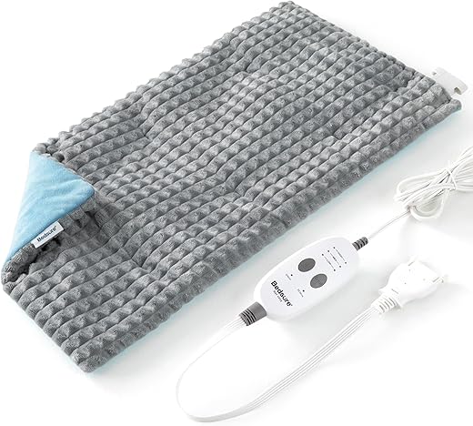 Aquecedor de Costas Bedsure para Pescoço e Ombros, Almofada Ponderada com Massagem e Vibração, Almofada Elétrica com 3 Níveis de Aquecimento