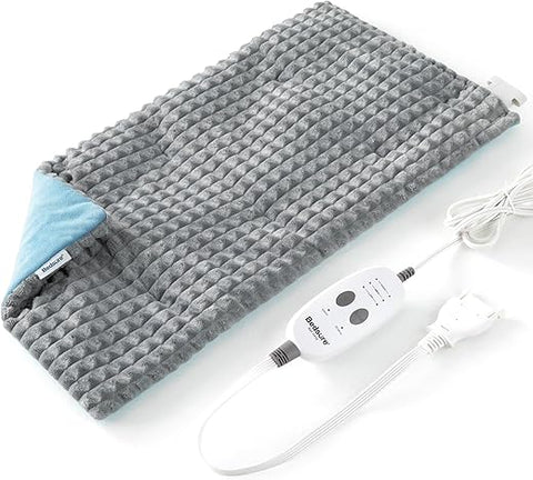 Aquecedor de Costas Bedsure para Pescoço e Ombros, Almofada Ponderada com Massagem e Vibração, Almofada Elétrica com 3 Níveis de Aquecimento