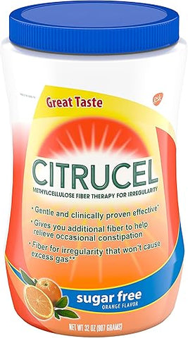 CITRUCEL - Citrucel Pó de Fibra Sem Açúcar para Alívio Ocasional da Prisão de Ventre, Pó de Fibra de Metilcelulose, Sabor Laranja – 32 onças (907g)
