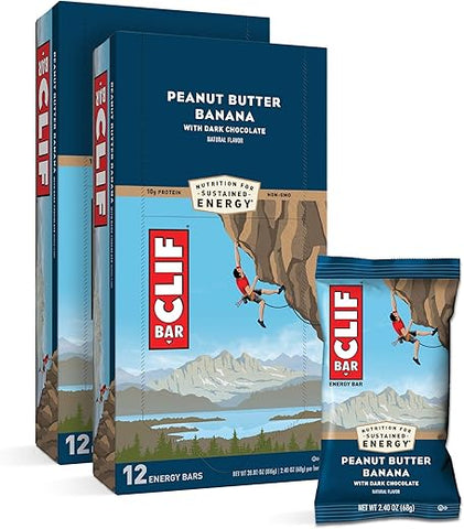 Product Of Clif - Barras Energéticas CLIF – Manteiga de Amendoim Banana Chocolate Amargo – Feitas com Aveia Orgânica – Alimento à Base de Plantas – Vegetariano – Kosher (Barras de Proteína de 2,4 Ounces, 24 Unidades) Embalagem Pode Variar