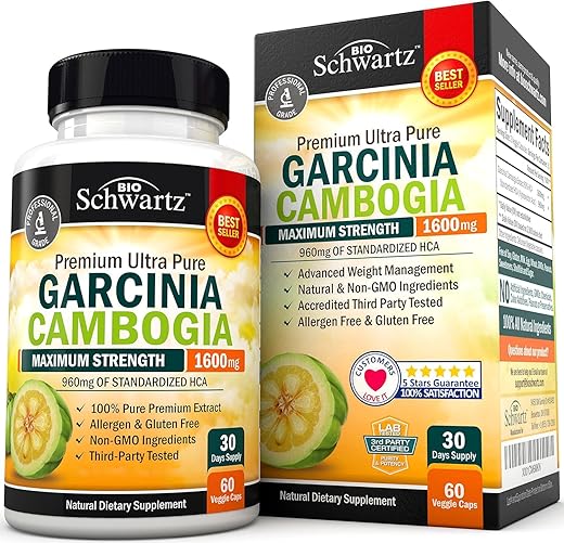 BioSchwartz - Garcinia Cambogia – Pílulas de Emagrecimento de Alta Potência – Supressor de Apetite – Marca Líder
