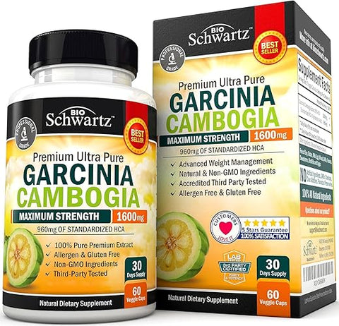 BioSchwartz - Garcinia Cambogia – Pílulas de Emagrecimento de Alta Potência – Supressor de Apetite – Marca Líder