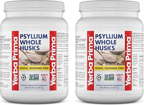 Fibra de Casca de Psyllium Integral 567g (Pacote com 2) – Vegano, Sem Glúten, Não-OGM - Yerba Prima
