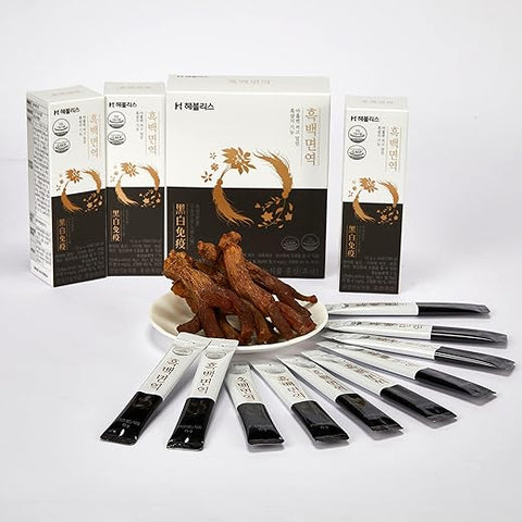 H HEBLIS - [HEBLIS] Extrato de Ginseng Negro Coreano e Platycodon Branco, Energético, Suporte Imunológico, Sticks de Mel de Ginseng