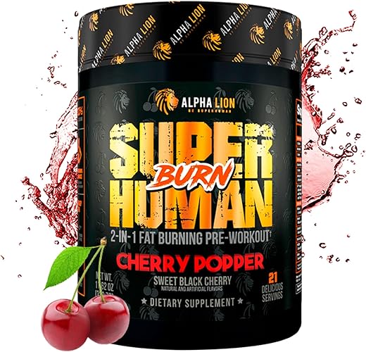 Superhuman Burn – Pré-treino 2 em 1 para Acelerar o Metabolismo, Perda de Peso, Supressor de Apetite, Suporte à Queima de Gordura e Energia - ALPHA LION