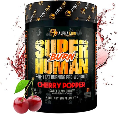 Superhuman Burn – Pré-treino 2 em 1 para Acelerar o Metabolismo, Perda de Peso, Supressor de Apetite, Suporte à Queima de Gordura e Energia - ALPHA LION