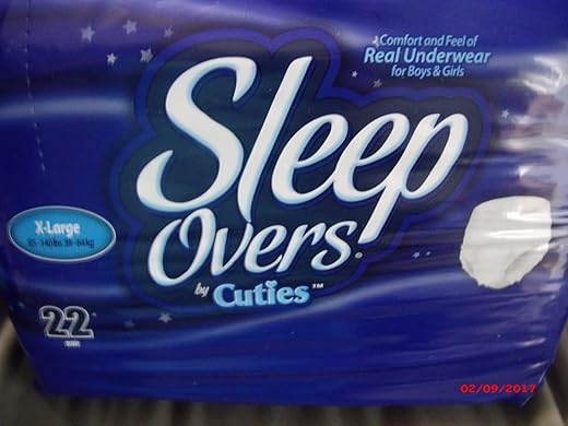 Cuties - Protetor de Incontinência SleepOvers X-Large 22 Unissex, Macio, Laterais Suaves, Dupla Barreira nas Pernas, Proteção contra Vazamentos