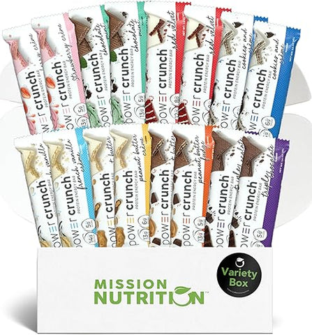 Mission Nutrition - Power Crunch Barras de Proteína – Pack Variado – Alta Proteína, Baixa Caloria, Lanche com Baixo Açúcar – Caixa de Lanches Variados (16 Unidades) 40g por Barra