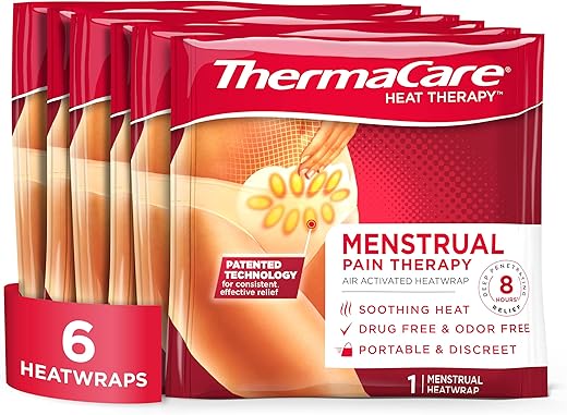 Aquecedor Portátil ThermaCare para Menstruação, Almofadas Térmicas para Alívio de Cólicas (6 Unidades)