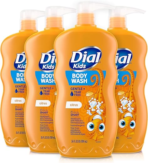 Kids Sabonete Líquido Corporal, Citrus, 710 ml (Pack com 4 unidades) - Dial