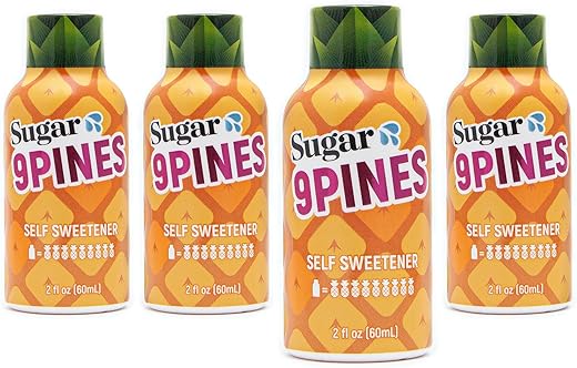 Aumente seu sabor com Sugar Splash – 9Pines 60ml Shot e Mixer de Coquetel de Abacaxi (4-Pack) – para Homens e Mulheres – Sabor Melhor com o Poder de 9 Abacaxis Inteiros