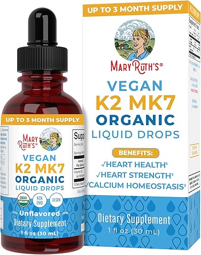 Gotas Líquidas de Vitamina K2 MCT Orgânica Certificada USDA para Adultos – 30ml - MaryRuth Organics