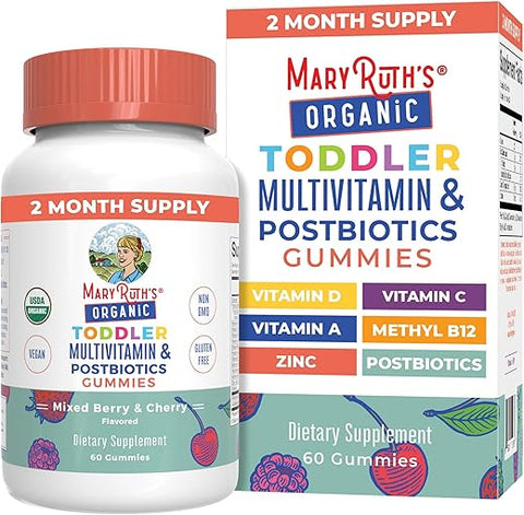 MaryRuth Organics - MaryRuth’s Gomas Multivitamínicas para Crianças | Pósbióticos | Orgânicas | Vitaminas para Crianças de 2 Anos | Suporte Imunológico | Vitamina C | Vitamina D3 | Vitamina A | Zinco | Vegano | Não-OGM