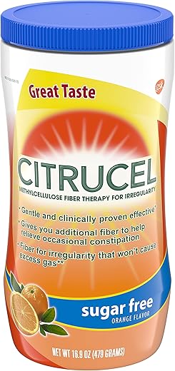 CITRUCEL - Citrucel Pó de Terapia de Fibra de Metilcelulose Sabor Laranja Sem Açúcar, 500g (Pack com 3)