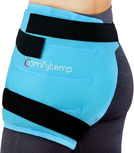 Envoltório de Gelo para Quadril Comfytemp Grande para Ciática, Substituição de Quadril, Fratura, Alívio da Dor, Elegível para FSA HSA, Gel Reutilizável para Lesões, Suporte de Compressão Fria para Quadril Físico