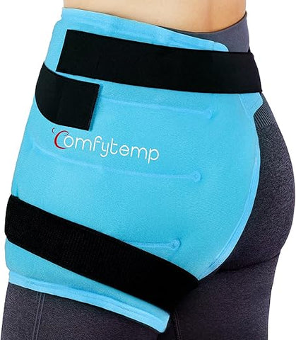 Envoltório de Gelo para Quadril Comfytemp Grande para Ciática, Substituição de Quadril, Fratura, Alívio da Dor, Elegível para FSA HSA, Gel Reutilizável para Lesões, Suporte de Compressão Fria para Quadril Físico