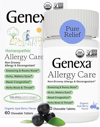 Allergy Care para Adultos | Não Sonolento, Alérgico | 30 Comprimidos | 100% Natural | Alívio de Alergias | Marca Genexa - Genexa