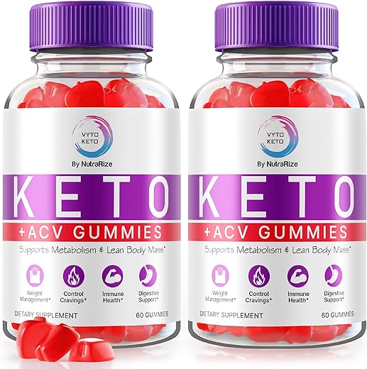 NutraRize - (2 Pacotes) Gomas Vyto Keto ACV para Perda de Peso Avançada – Gomas Vyto de Máxima Potência, Vyto Keto Plus ACV, Fórmula Avançada de Keto ACV, Avaliações de Gomitas (120 Gomas)