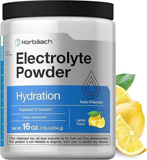 Pó de Eletrólitos | 473 ml | 130 Porções | Suplemento de Hidratação | Vegetariano | Amigo da Dieta Keto | Fórmula Livre de Transgênicos e Glúten | Sabor Limão - Horbäach